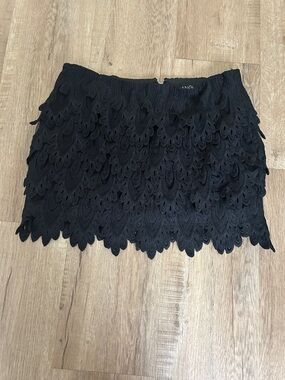 ANGL Black Lace Petal-Trim Mini Skirt Festival, Fairy,